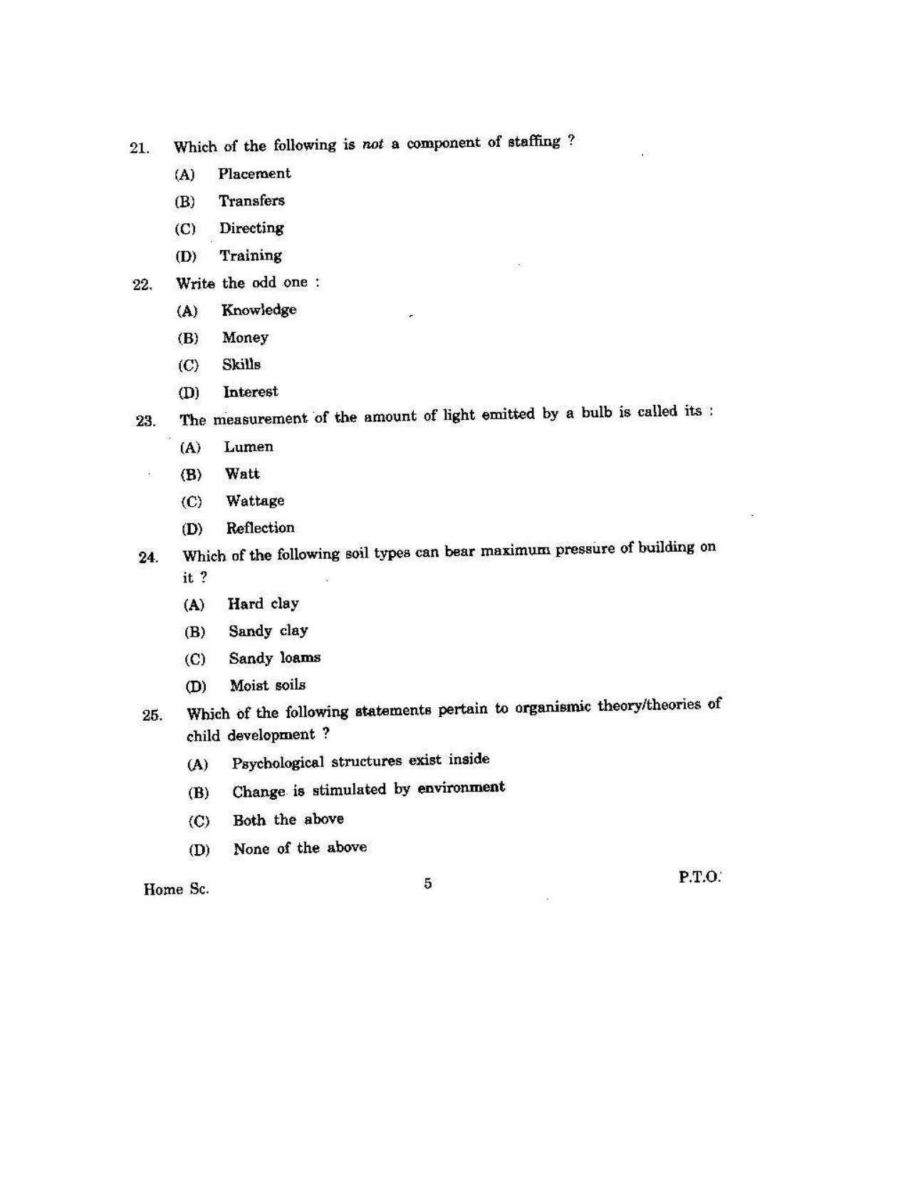 KUET 2023 M.Sc. Home Science Question Paper - Page 83