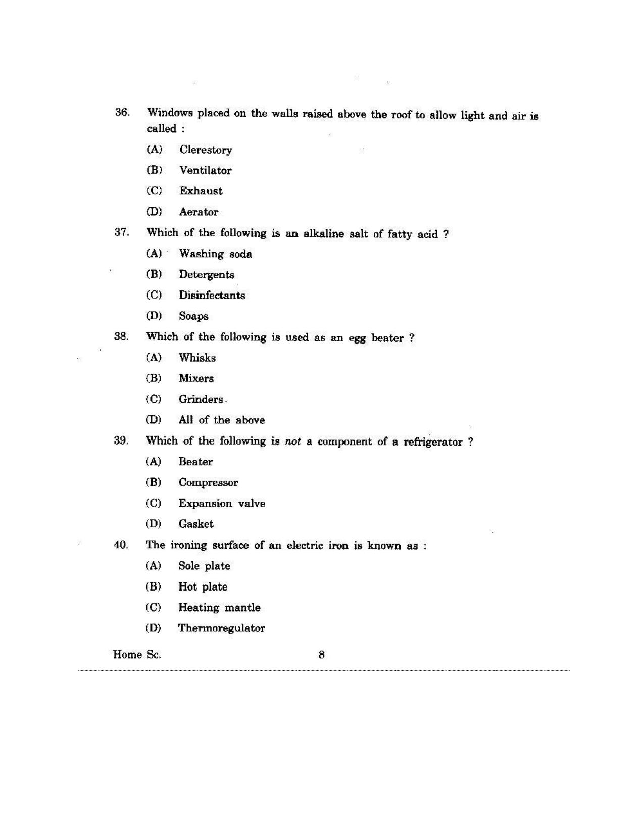 KUET 2023 M.Sc. Home Science Question Paper - Page 86
