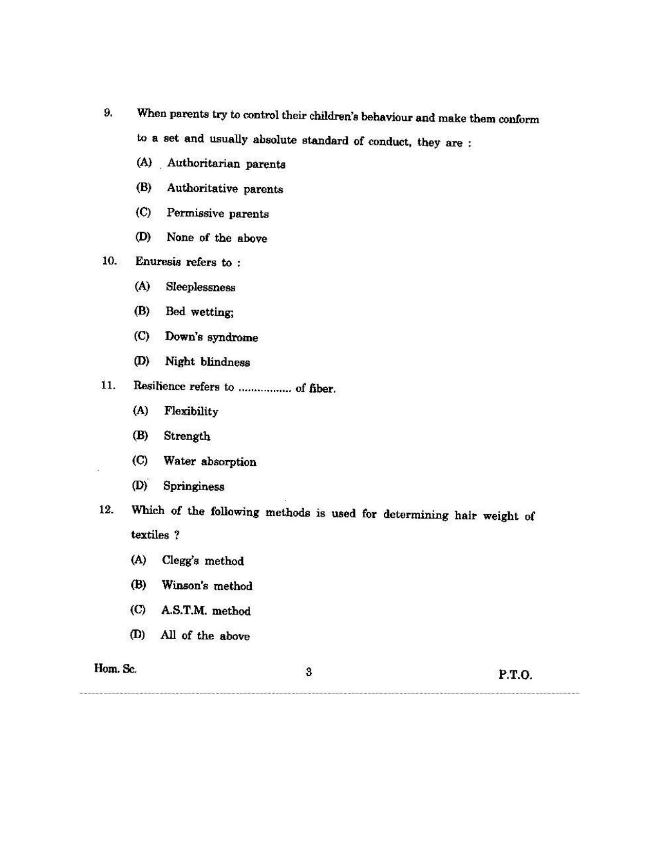 KUET 2023 M.Sc. Home Science Question Paper - Page 93