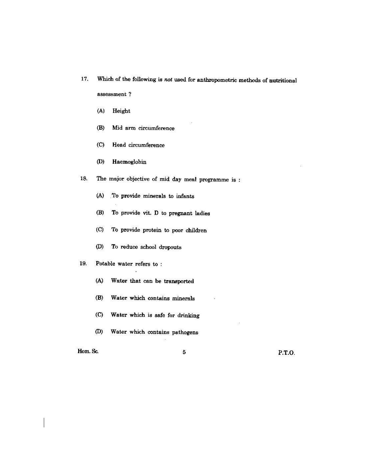 KUET 2023 M.Sc. Home Science Question Paper - Page 95