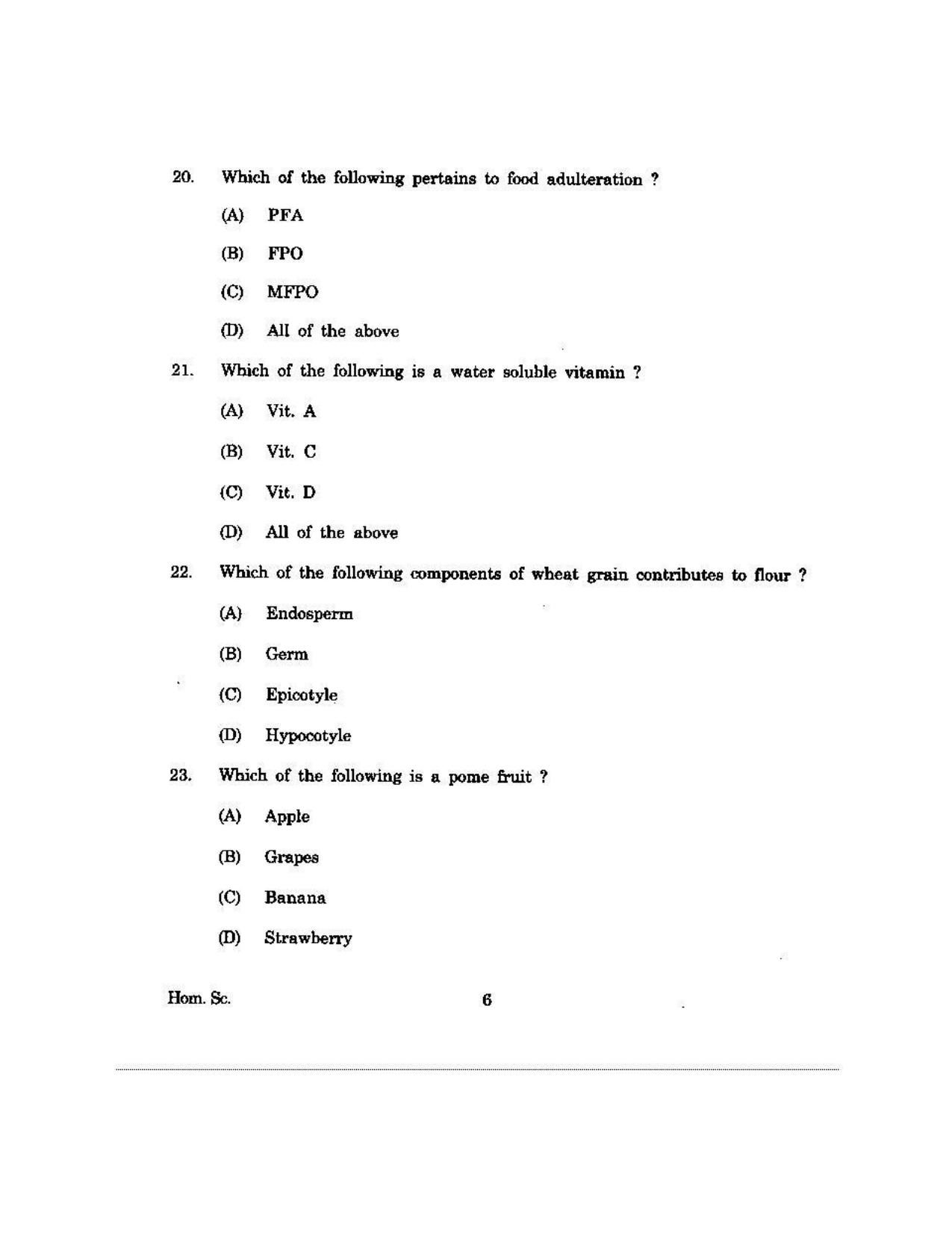 KUET 2023 M.Sc. Home Science Question Paper - Page 96