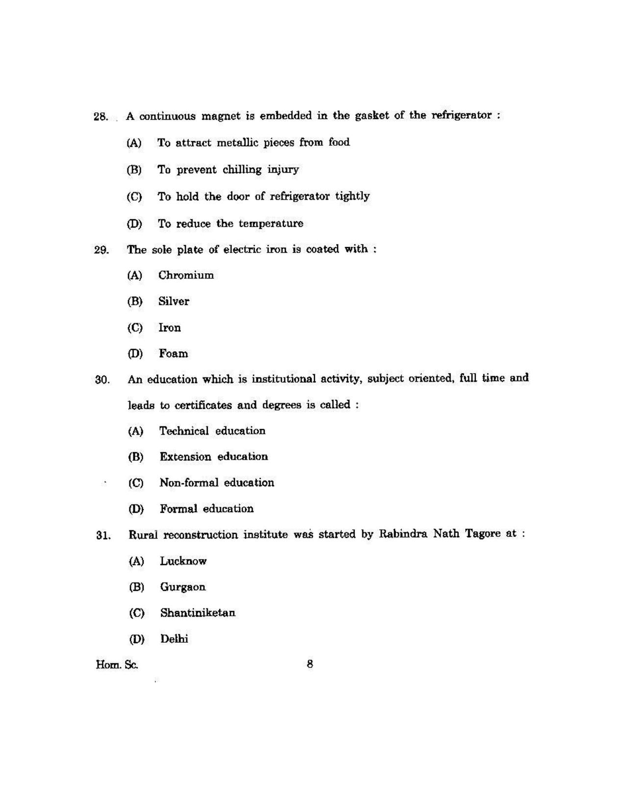 KUET 2023 M.Sc. Home Science Question Paper - Page 98