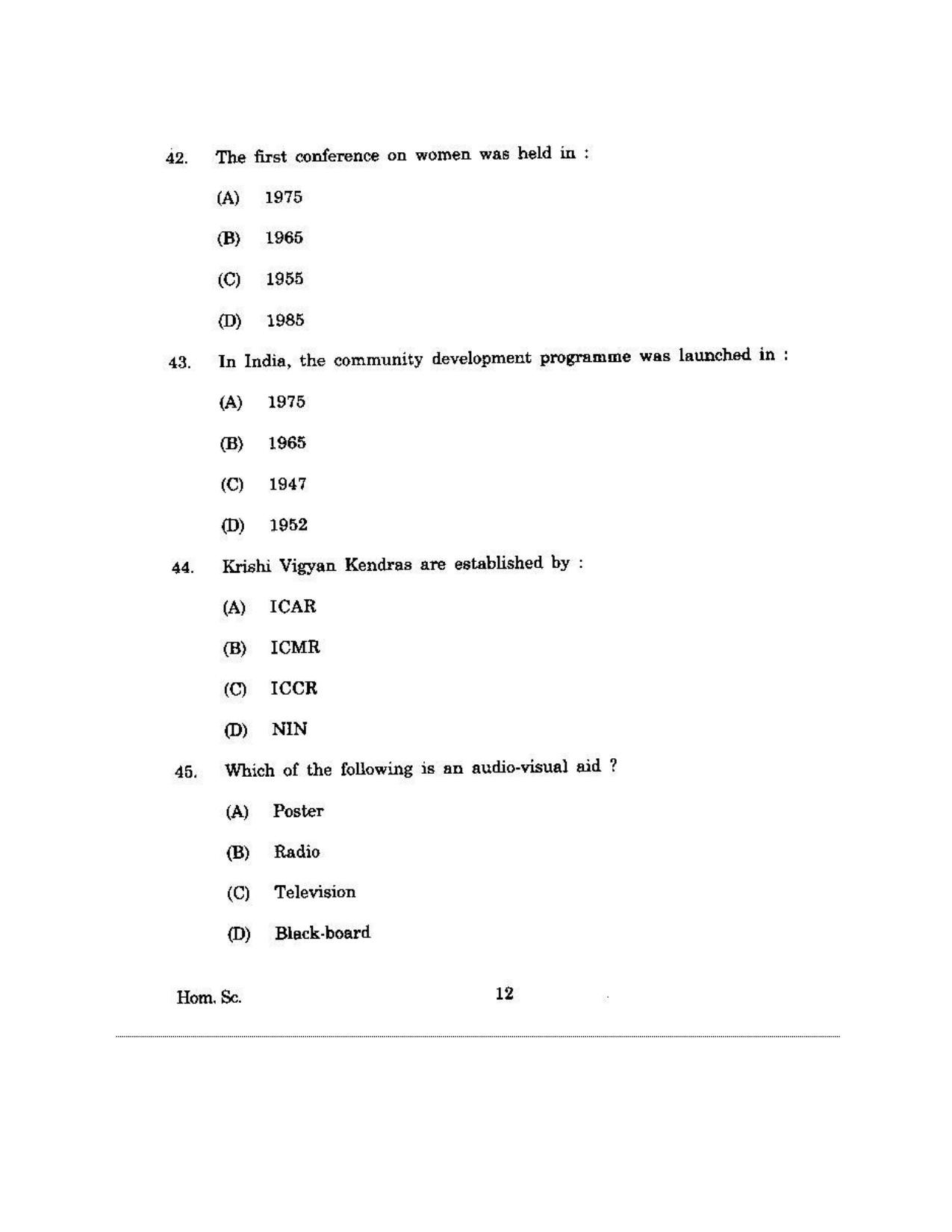 KUET 2023 M.Sc. Home Science Question Paper - Page 102