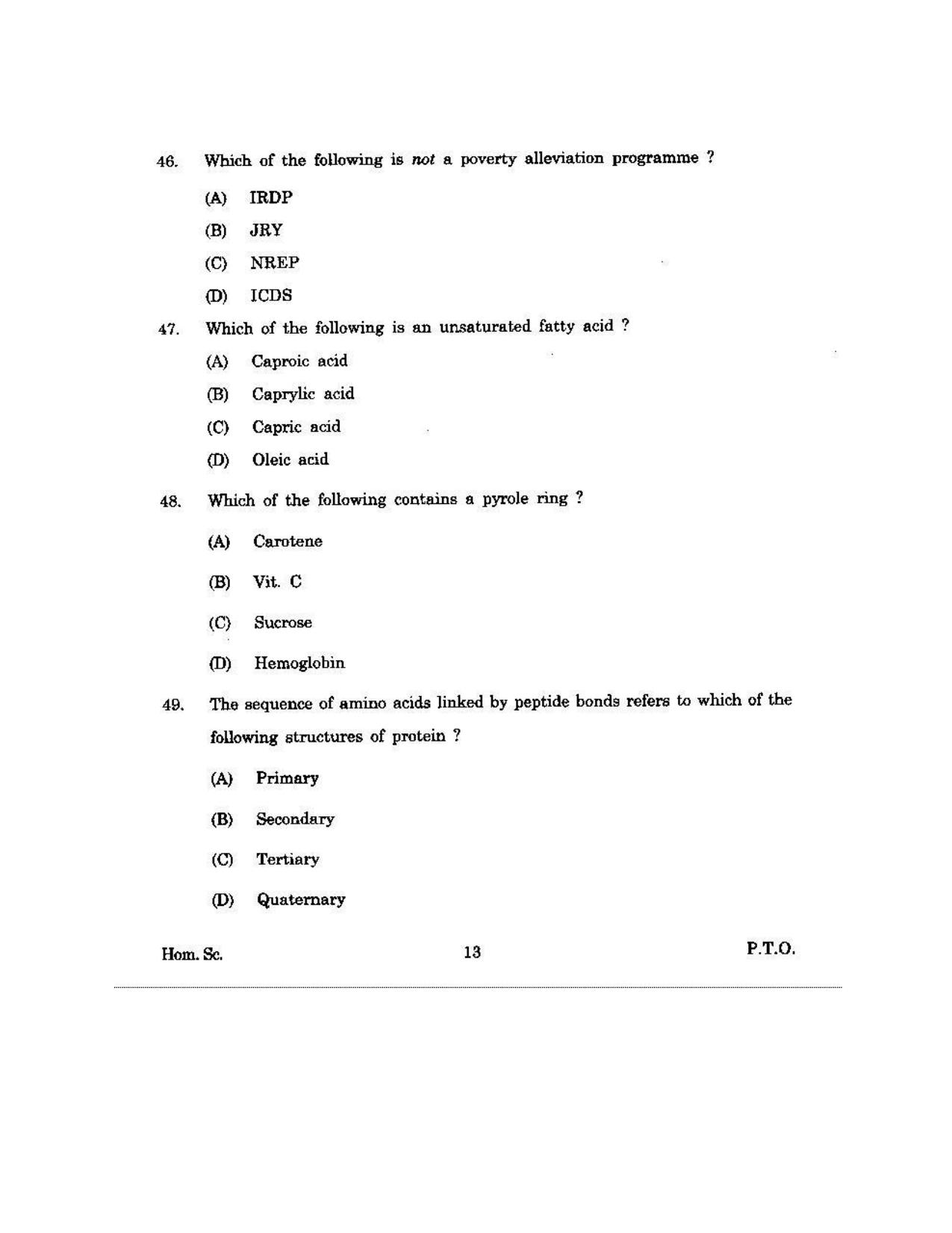 KUET 2023 M.Sc. Home Science Question Paper - Page 103