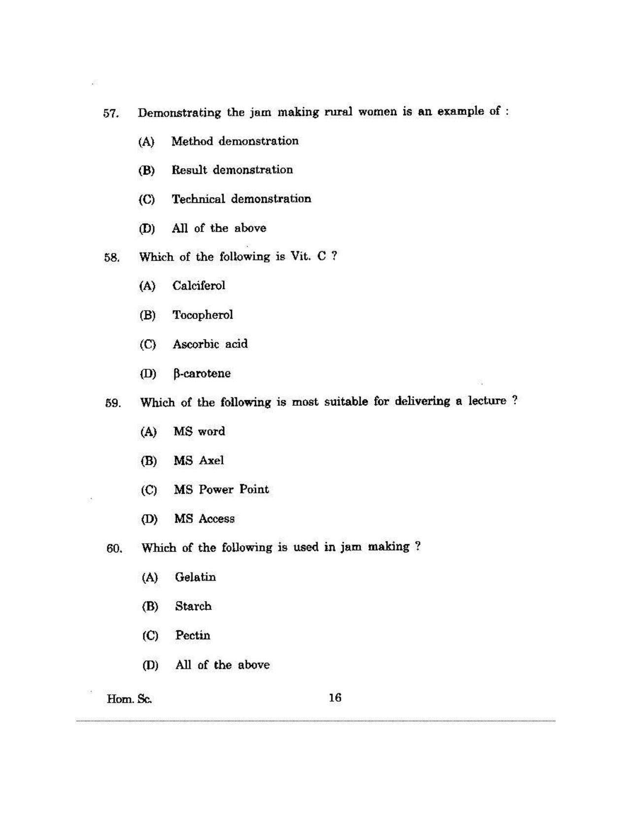 KUET 2023 M.Sc. Home Science Question Paper - Page 106