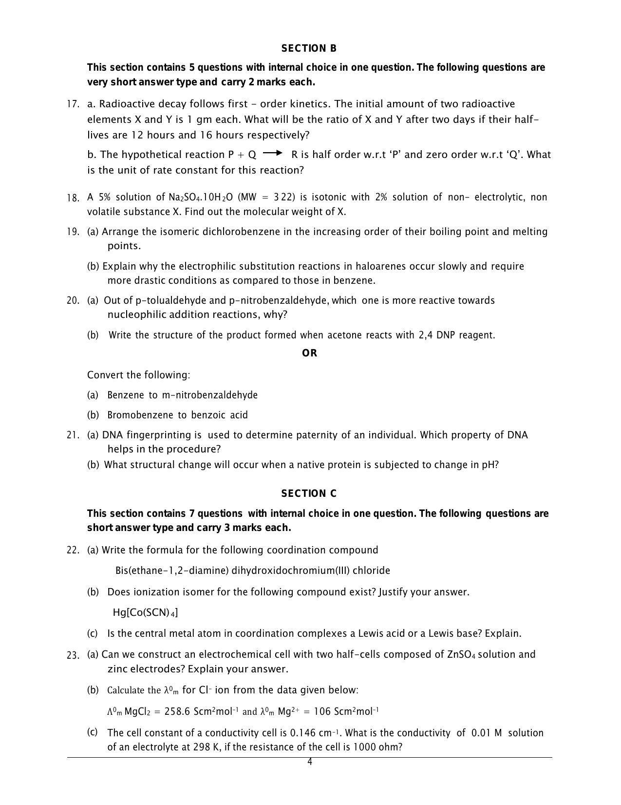 CBSE Class 12 Chemistry Sample Paper 2024 - Page 4