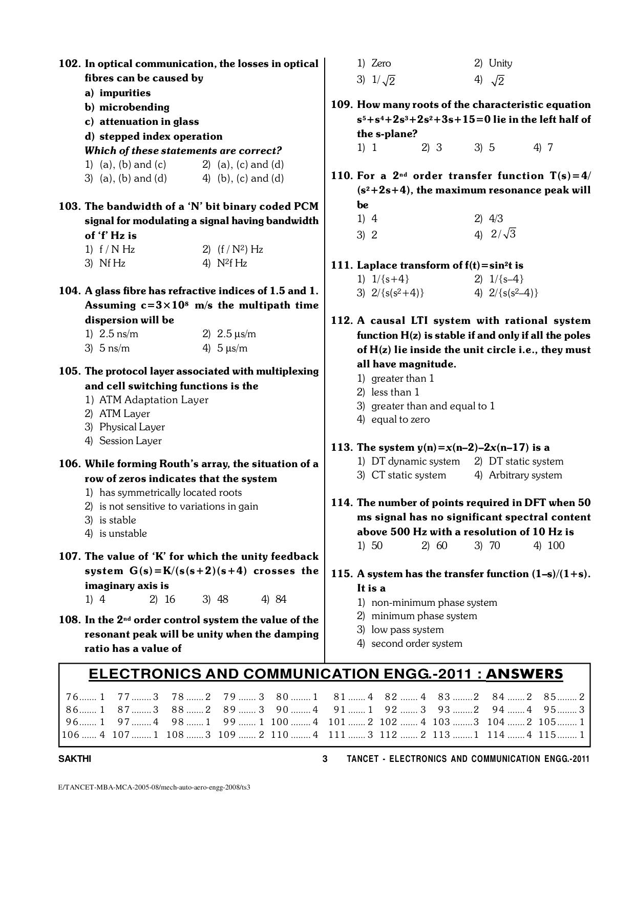 TANCET Electronics and Communication Engineering Question Papers 2011 - Page 3