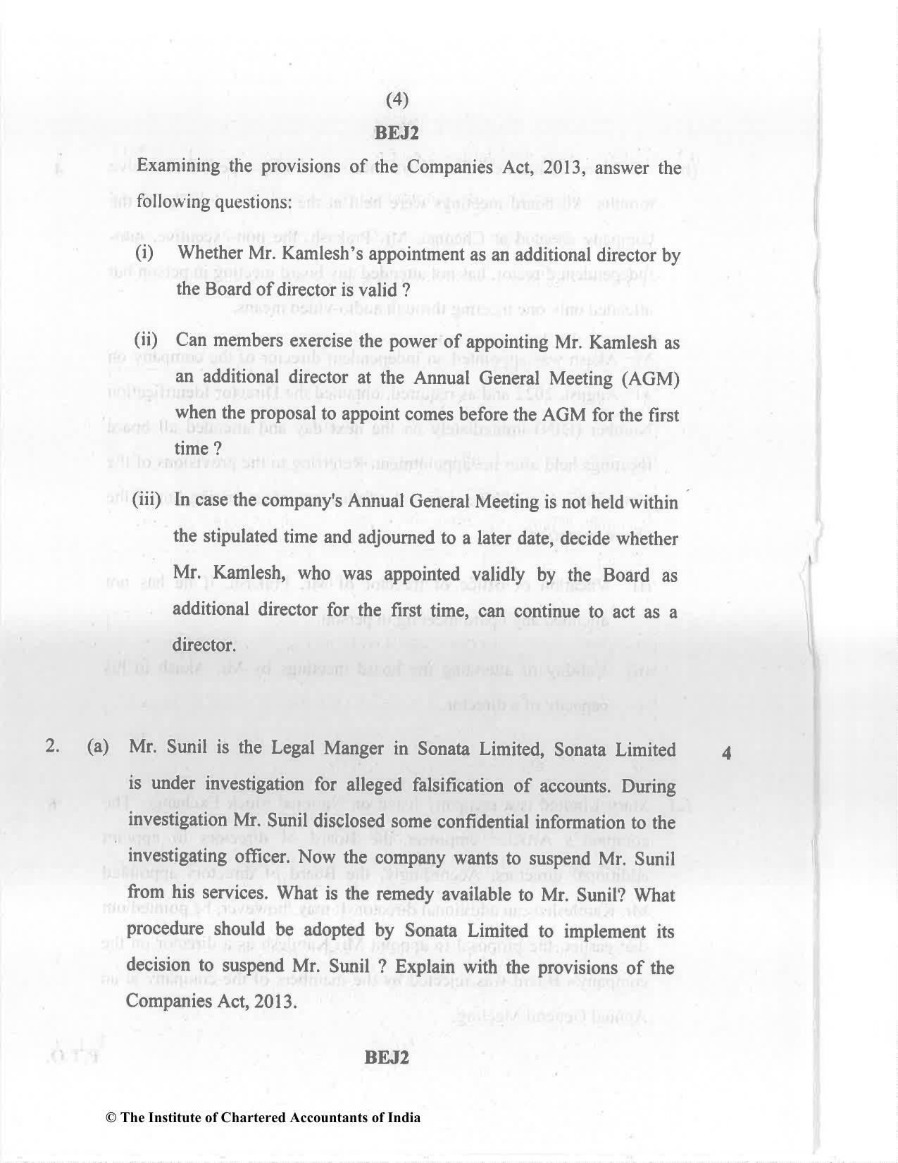 CA Final Nov 2022 Question Paper - Paper 4 – Corporate & Economic Laws - Page 4