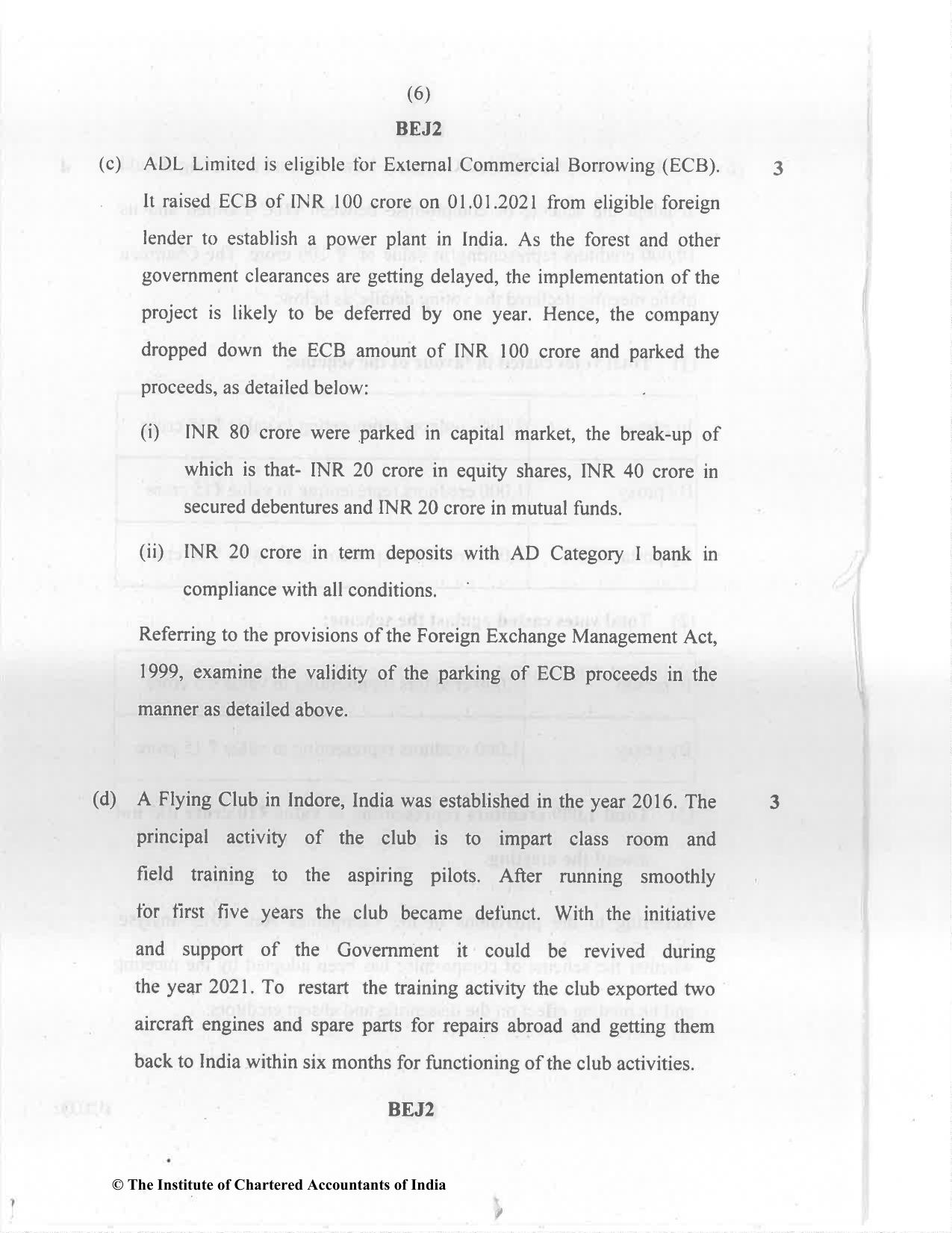 CA Final Nov 2022 Question Paper - Paper 4 – Corporate & Economic Laws - Page 6
