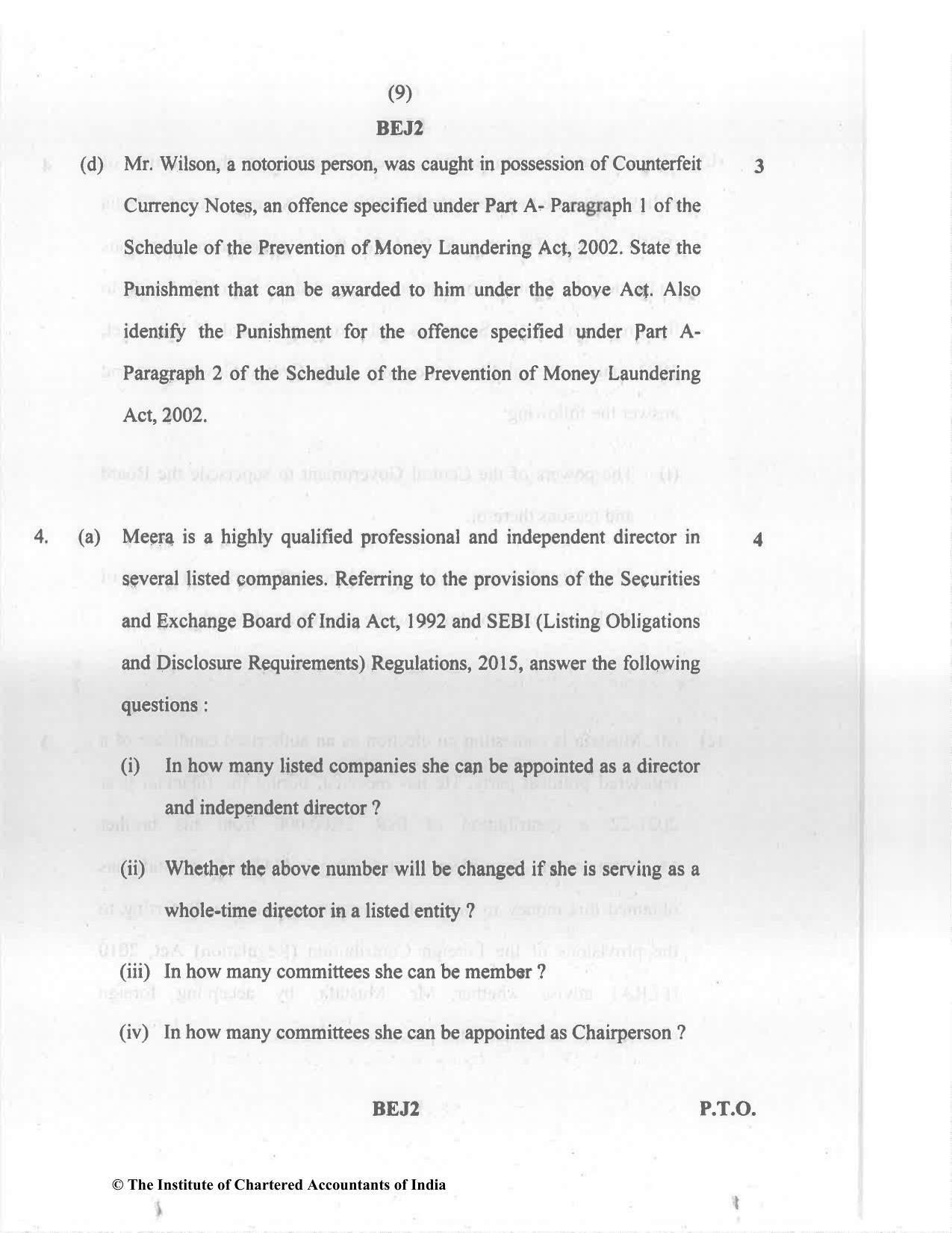 CA Final Nov 2022 Question Paper - Paper 4 – Corporate & Economic Laws - Page 9