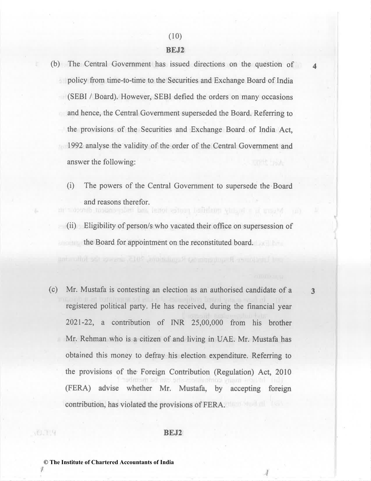 CA Final Nov 2022 Question Paper - Paper 4 – Corporate & Economic Laws - Page 10
