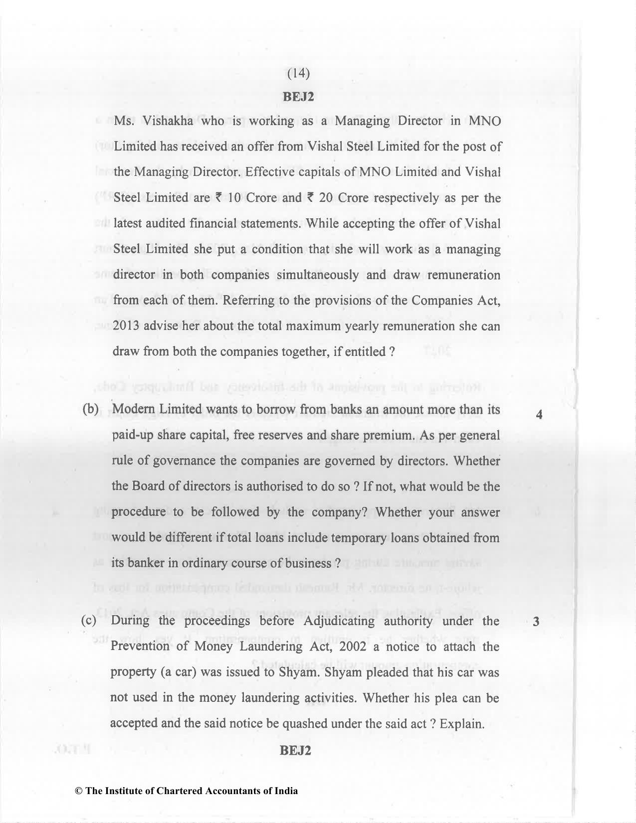 CA Final Nov 2022 Question Paper - Paper 4 – Corporate & Economic Laws - Page 14