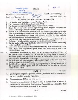 CA Final Nov 2022 Question Paper - Paper 4 – Corporate & Economic Laws
