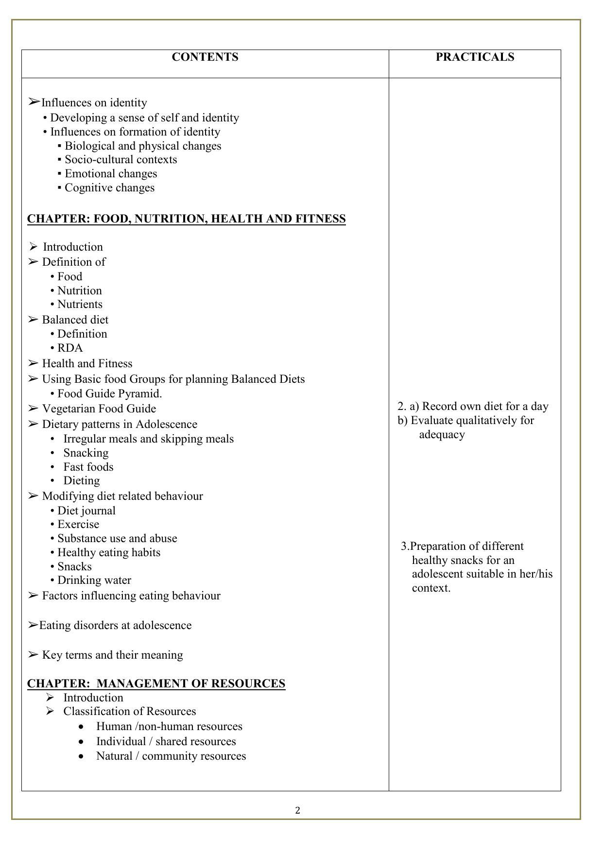 Edudel Class 11 HomeScience (English Medium) Syllabus - Page 2