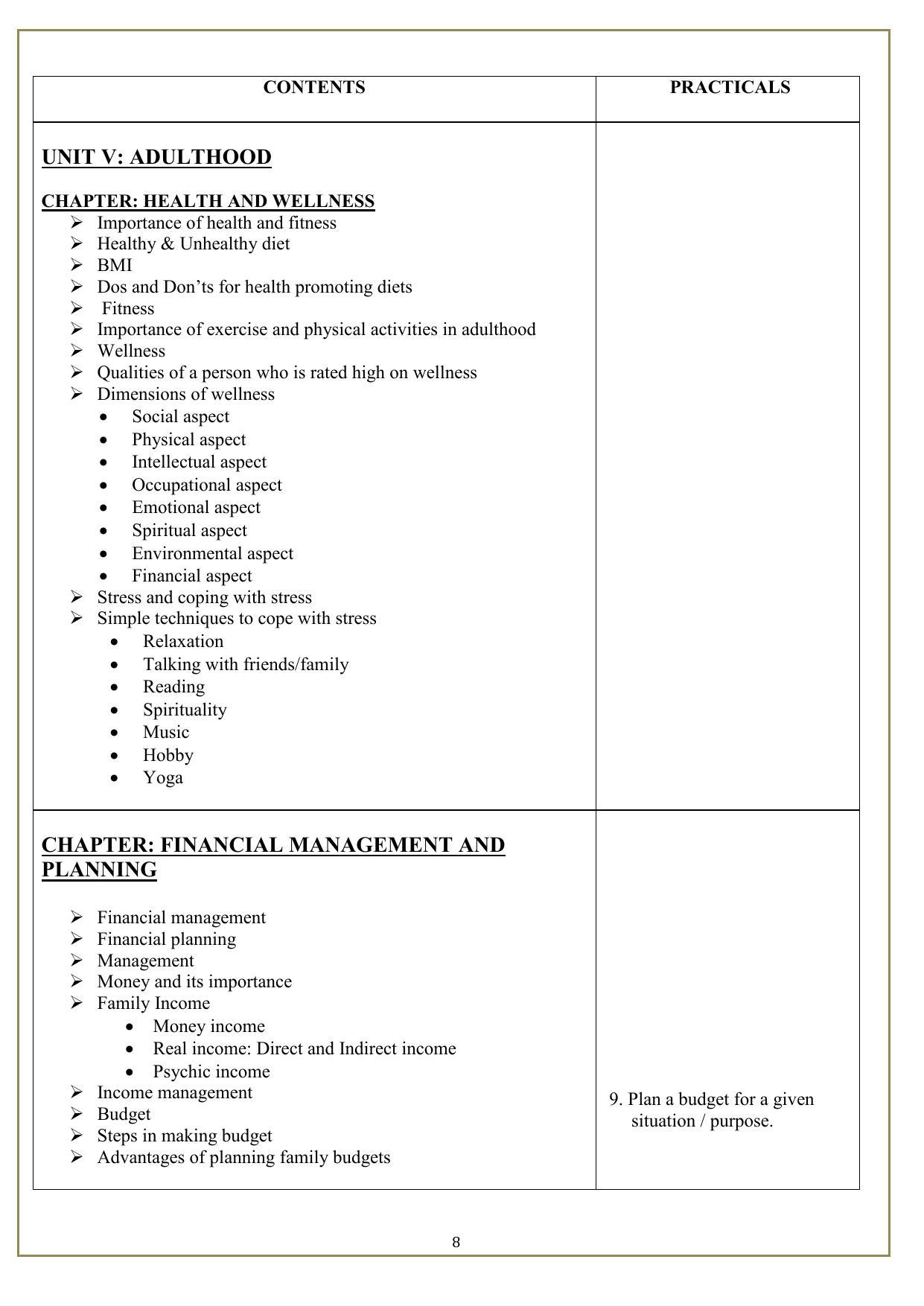 Edudel Class 11 HomeScience (English Medium) Syllabus - Page 8