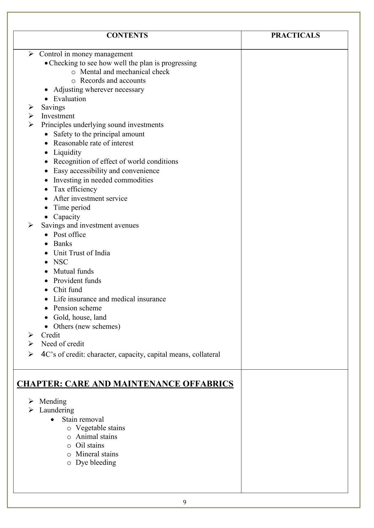 Edudel Class 11 HomeScience (English Medium) Syllabus - Page 9
