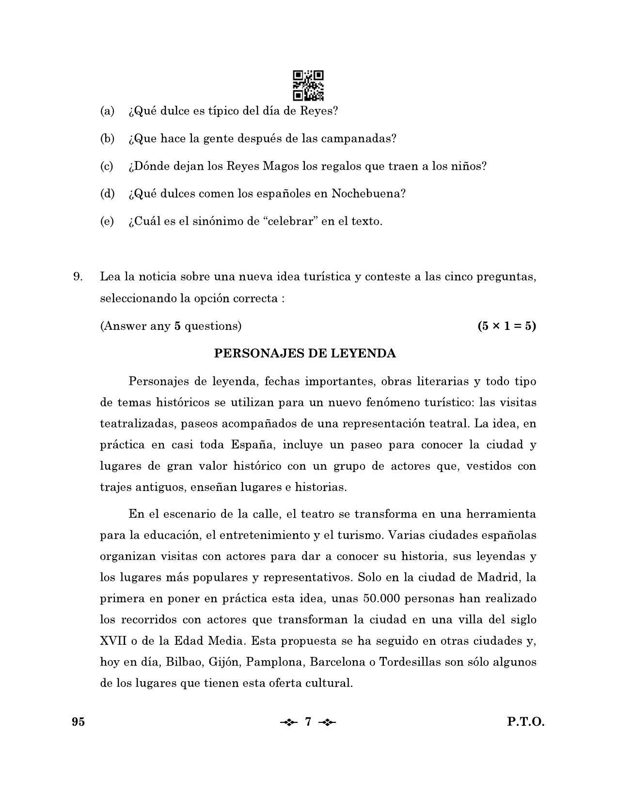 CBSE Class 12 95_Spanish 2023 Question Paper - Page 7