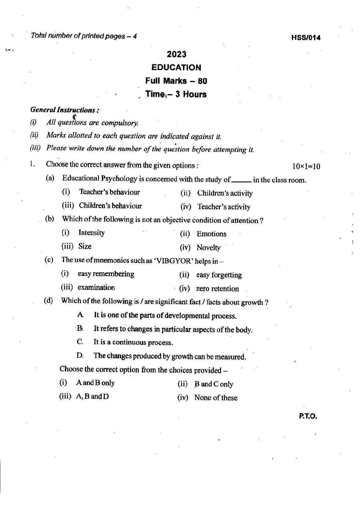 MBSE HSSLC 2023 Arts Question Paper - Page 5