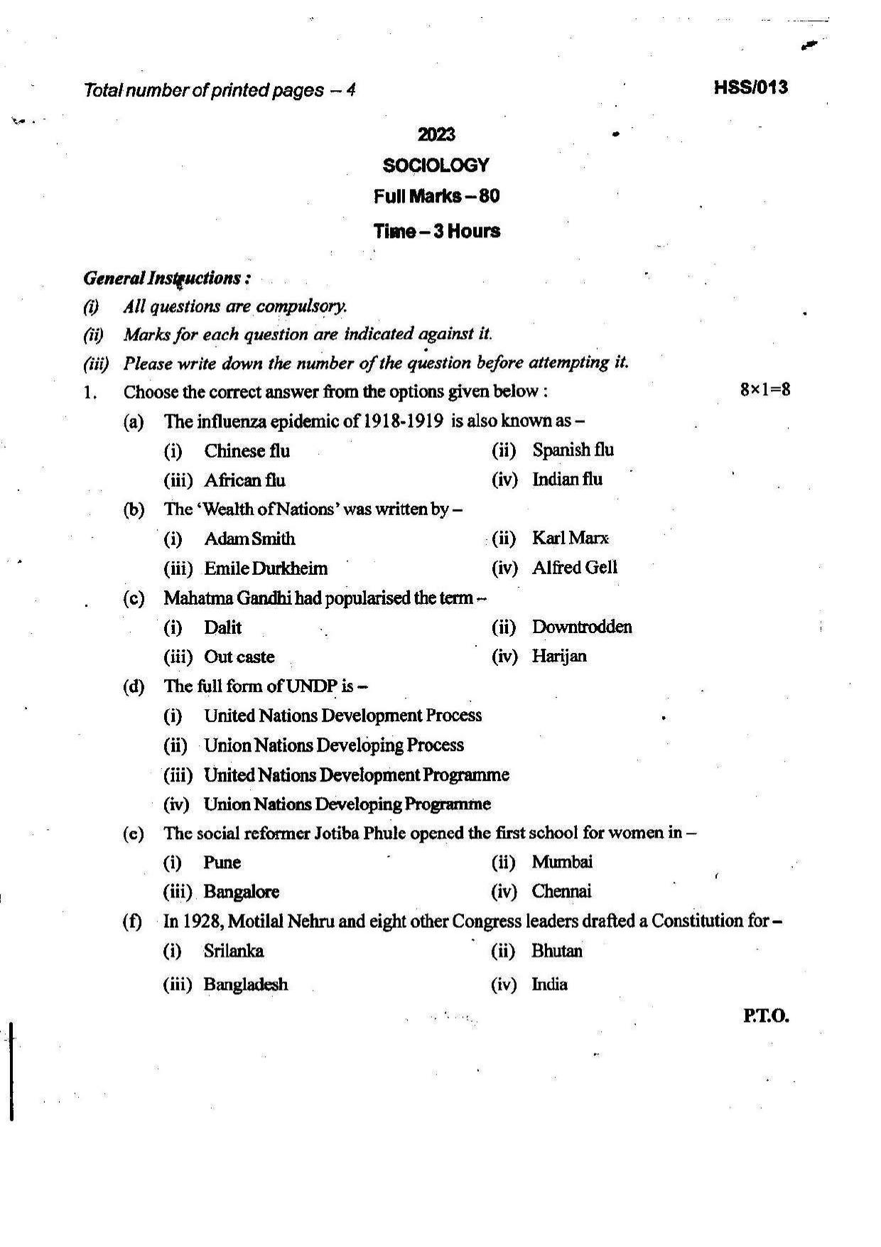 MBSE HSSLC 2023 Arts Question Paper - Page 54