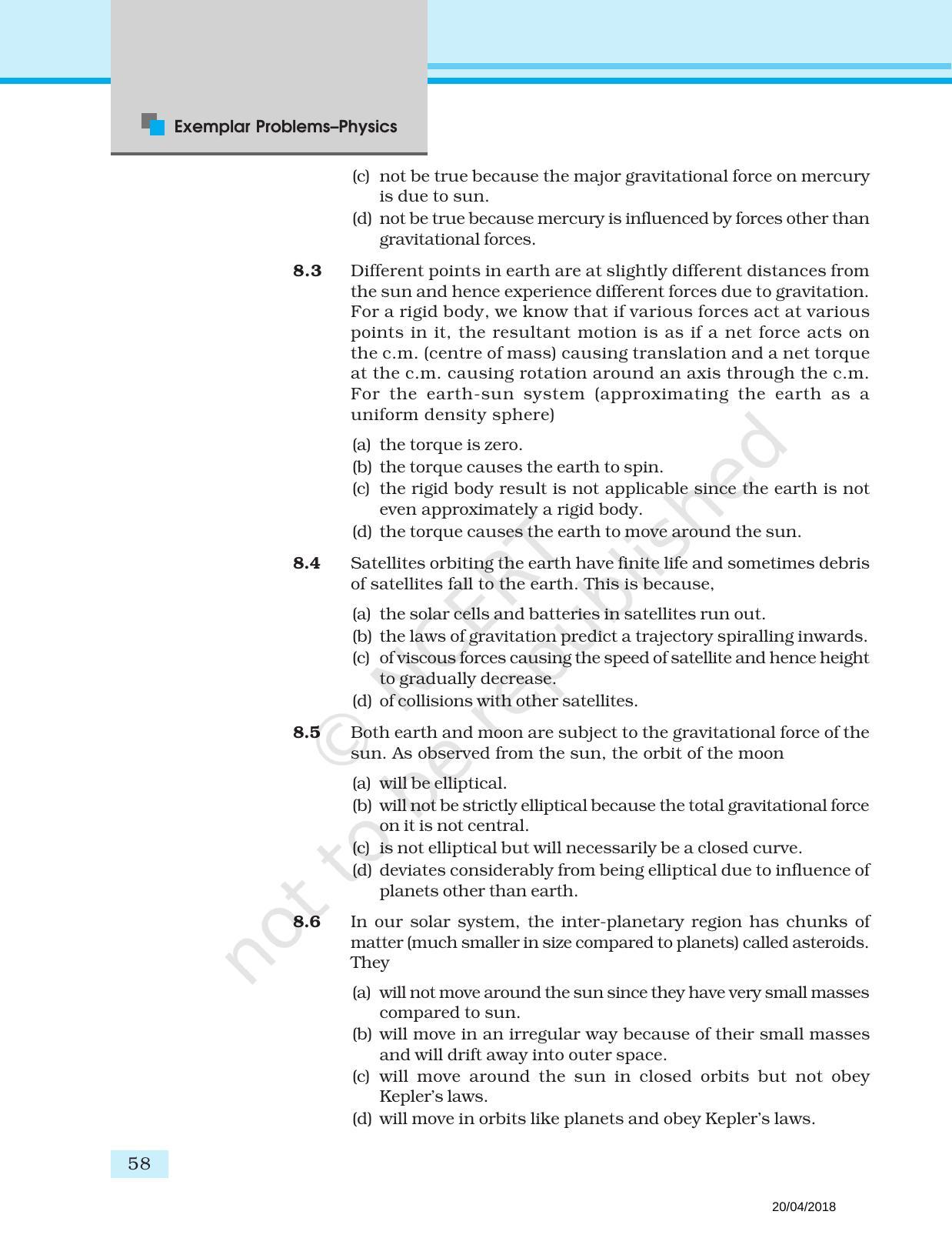 NCERT Exemplar Book for Class 11 Physics: Chapter 7 Gravitation - Page 2