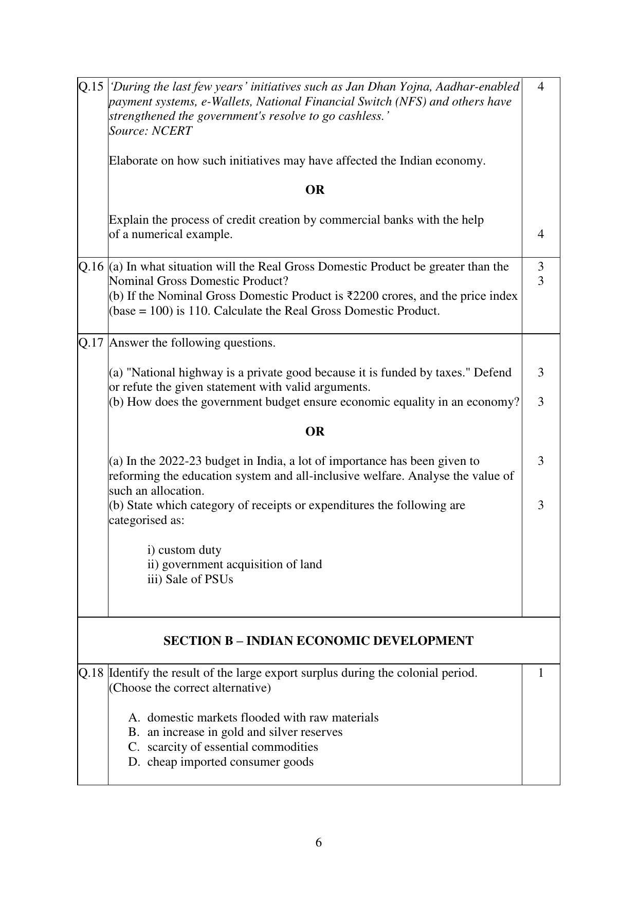 CBSE Class 12 Economics Practice Questions 2022-23 - Page 6