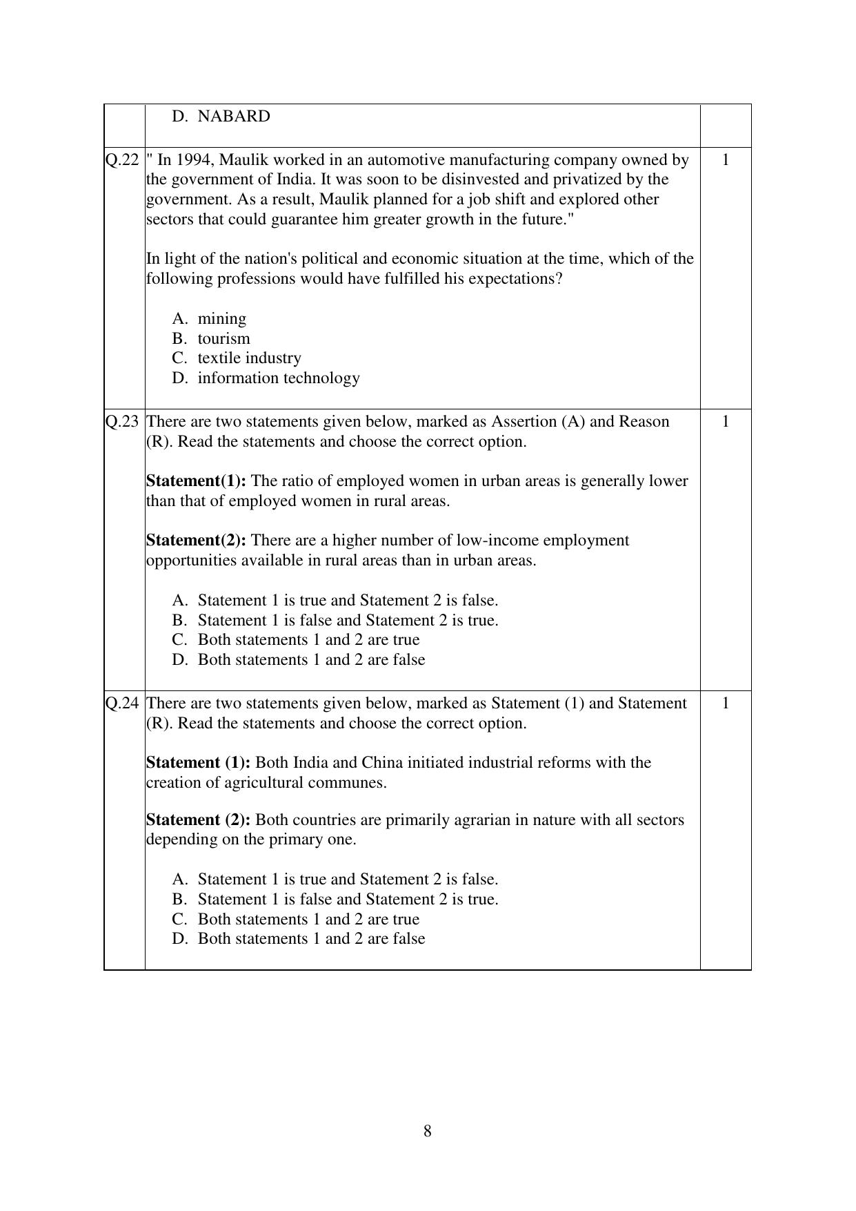 CBSE Class 12 Economics Practice Questions 2022-23 - Page 8