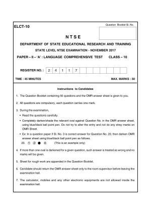Karnataka NTSE 2017 LCT Question Paper