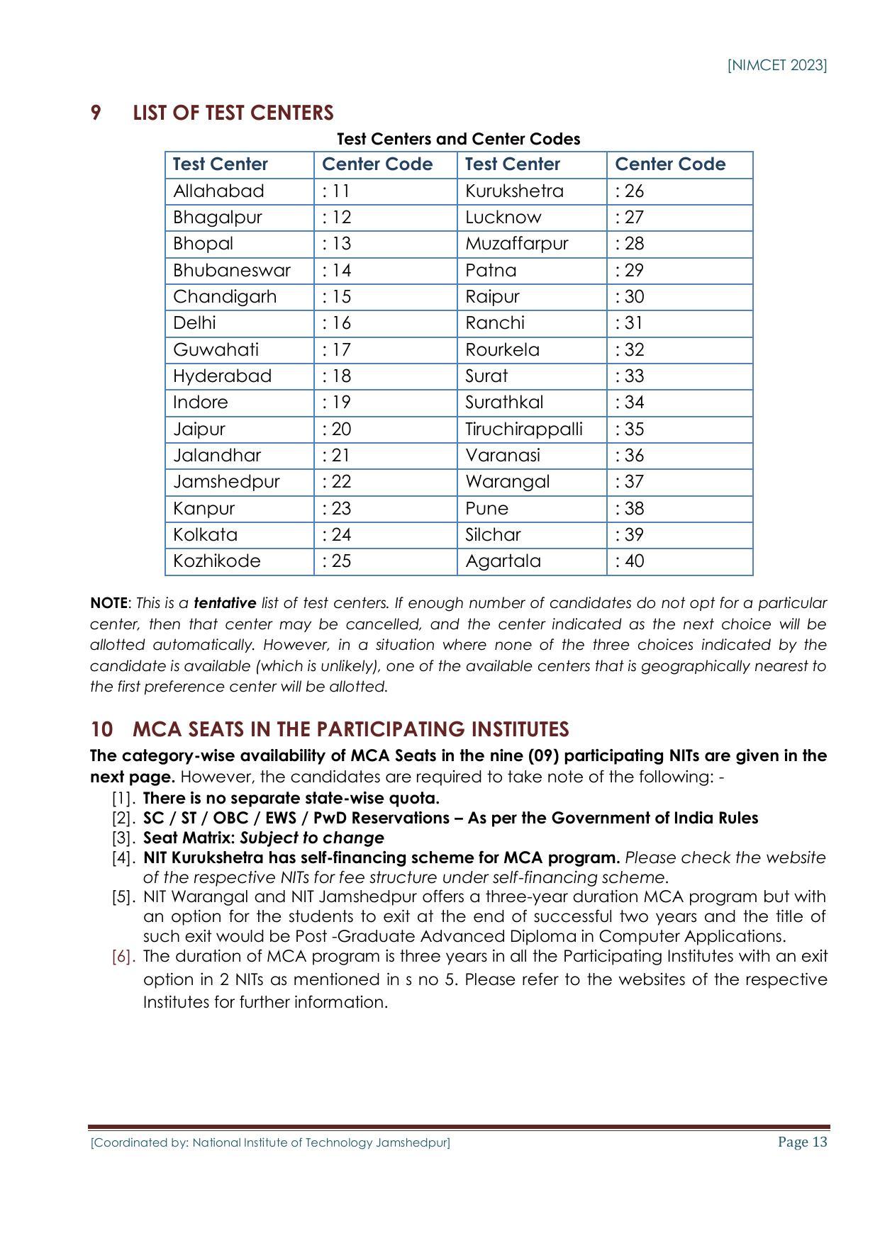 NIMCET Exam 2023 - Page 13