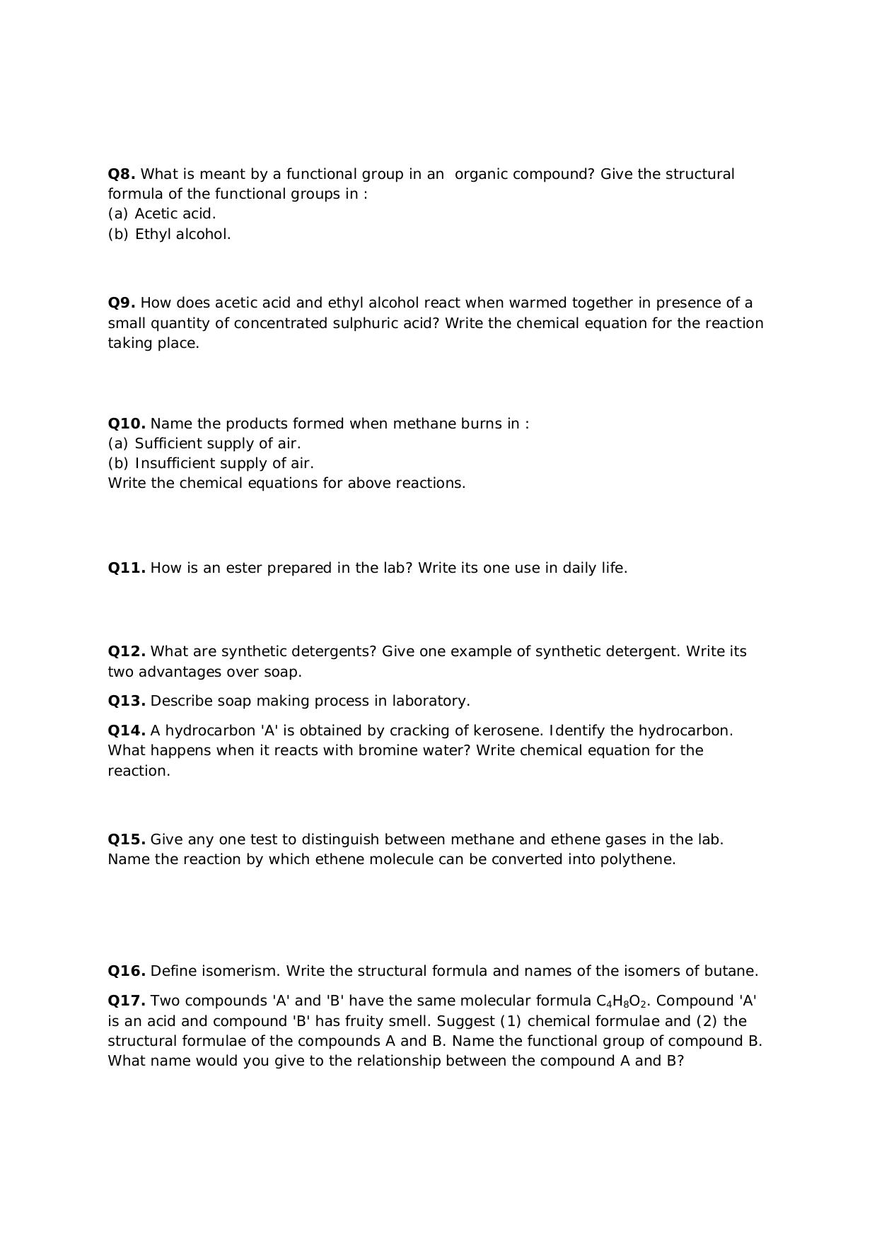 CBSE Worksheets for Class 10 Chemistry Carbon And Its Compounds Assignment - Page 2