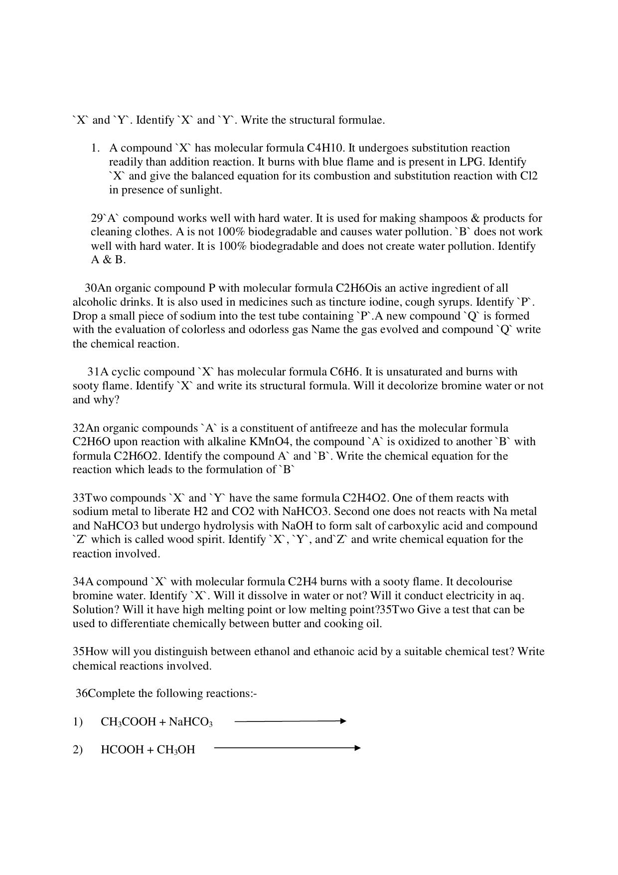 CBSE Worksheets for Class 10 Chemistry Carbon And Its Compounds Assignment - Page 4