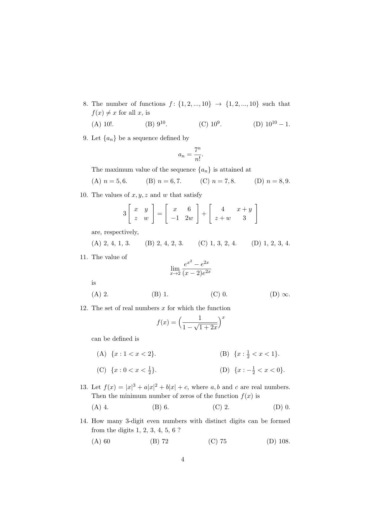 ISI Admission Test PG Diploma in Statistical Methods and Analytics DST 2019 Sample Paper - Page 2