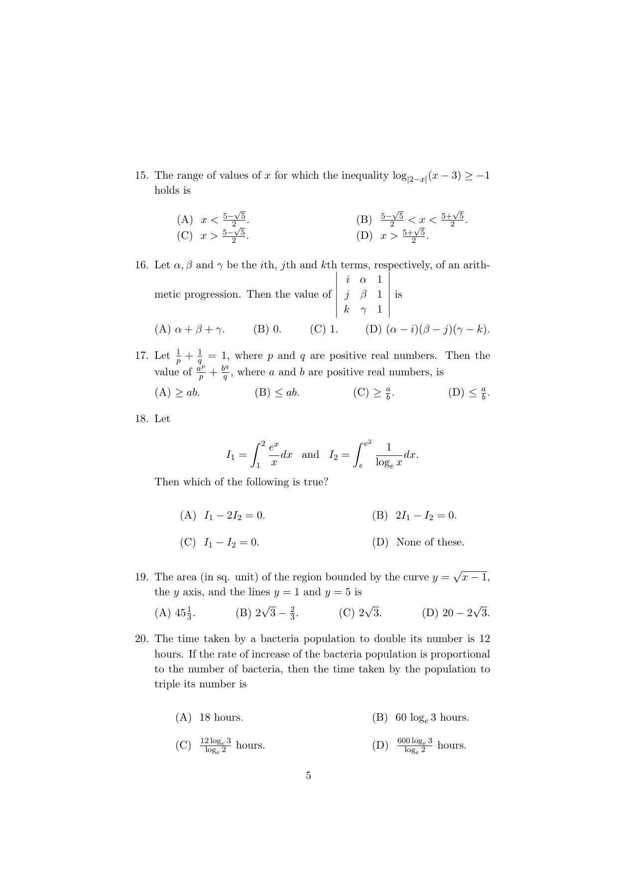ISI Admission Test PG Diploma in Statistical Methods and Analytics DST 2019 Sample Paper - Page 3