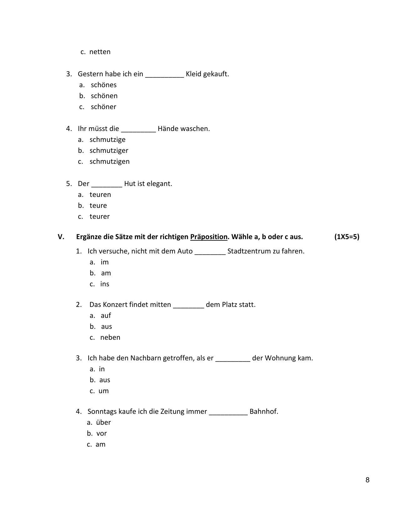 CBSE Class 10 German Sample Paper 2021-22 - Page 8