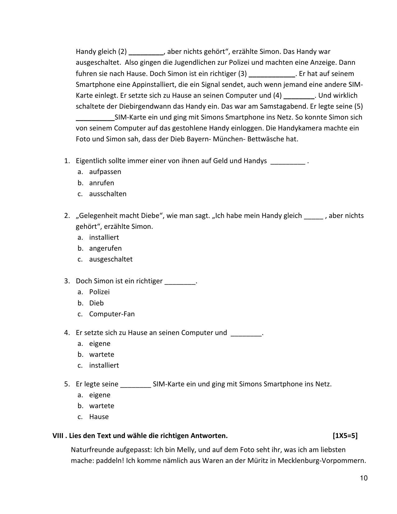 CBSE Class 10 German Sample Paper 2021-22 - Page 10