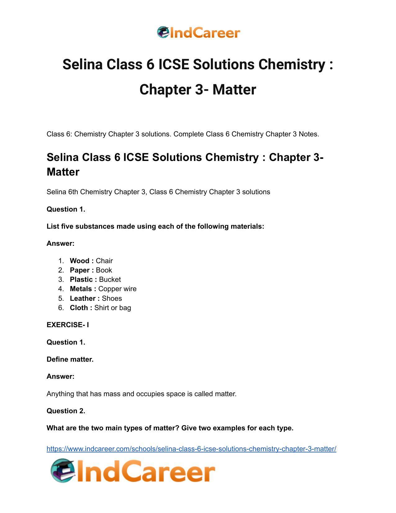 Selina Class 6 ICSE Solutions Chemistry : Chapter 3- Matter - Page 2