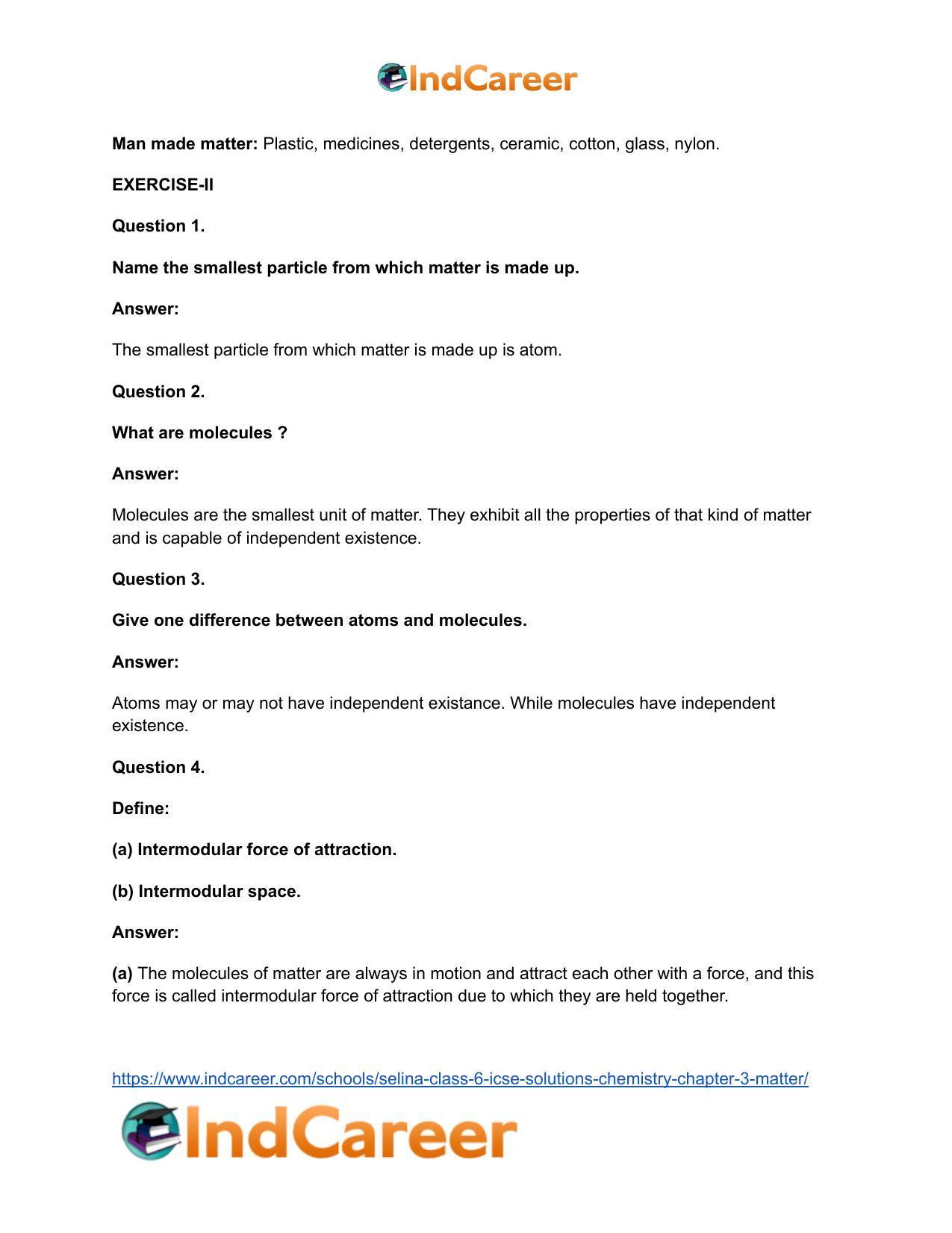 Selina Class 6 ICSE Solutions Chemistry : Chapter 3- Matter - Page 4
