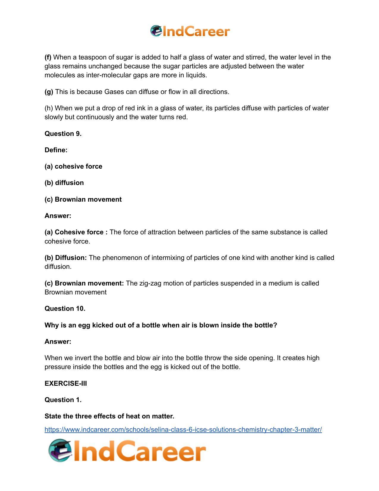 Selina Class 6 ICSE Solutions Chemistry : Chapter 3- Matter - Page 8