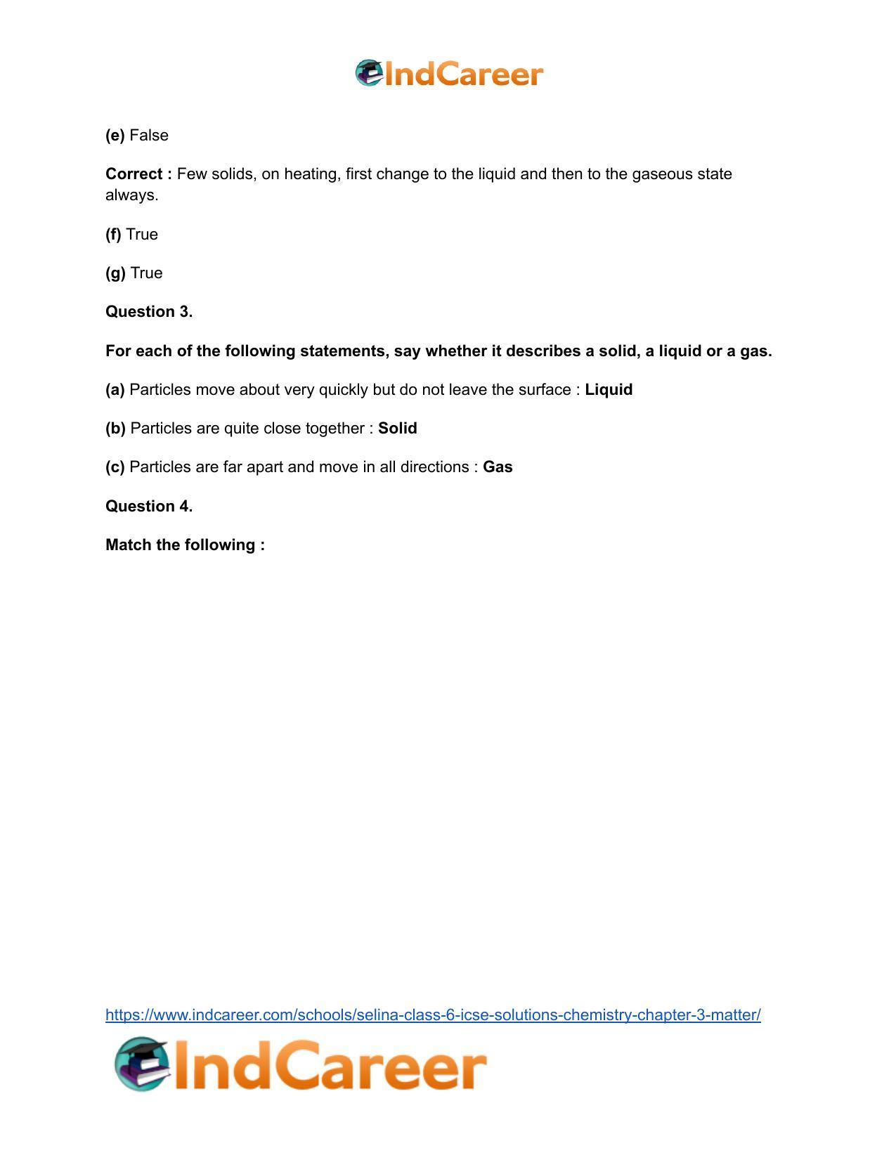 Selina Class 6 ICSE Solutions Chemistry : Chapter 3- Matter - Page 15