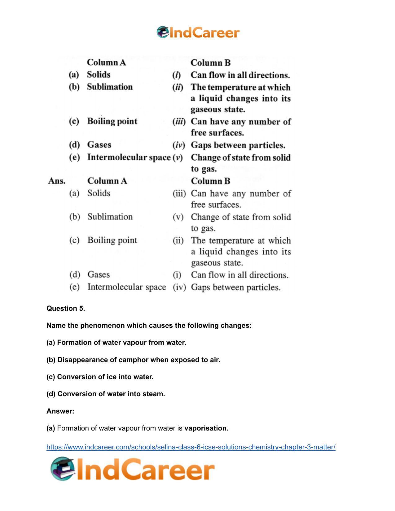 Selina Class 6 ICSE Solutions Chemistry : Chapter 3- Matter - Page 16