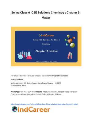 Selina Class 6 ICSE Solutions Chemistry : Chapter 3- Matter