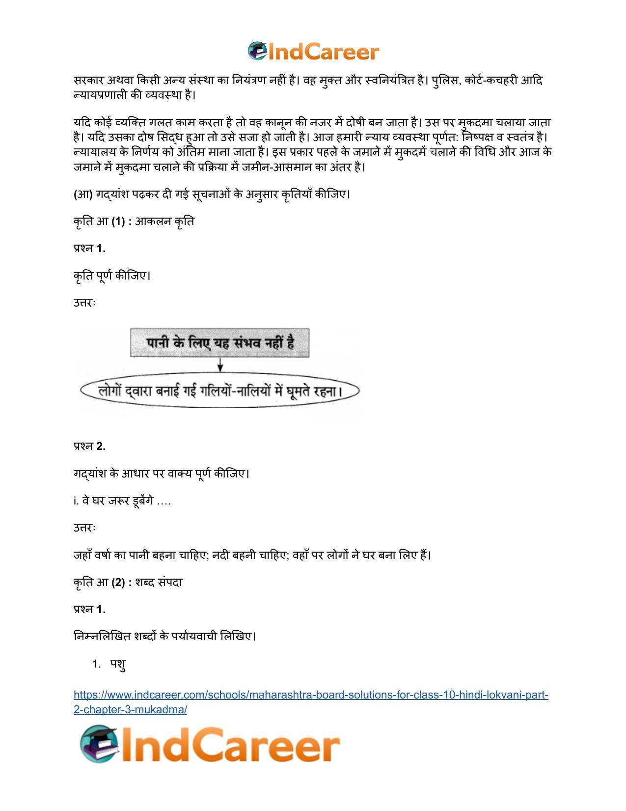 Maharashtra Board Solutions for Class 10- Hindi Lokvani (Part 2): Chapter 3- मुकदमा - Page 15