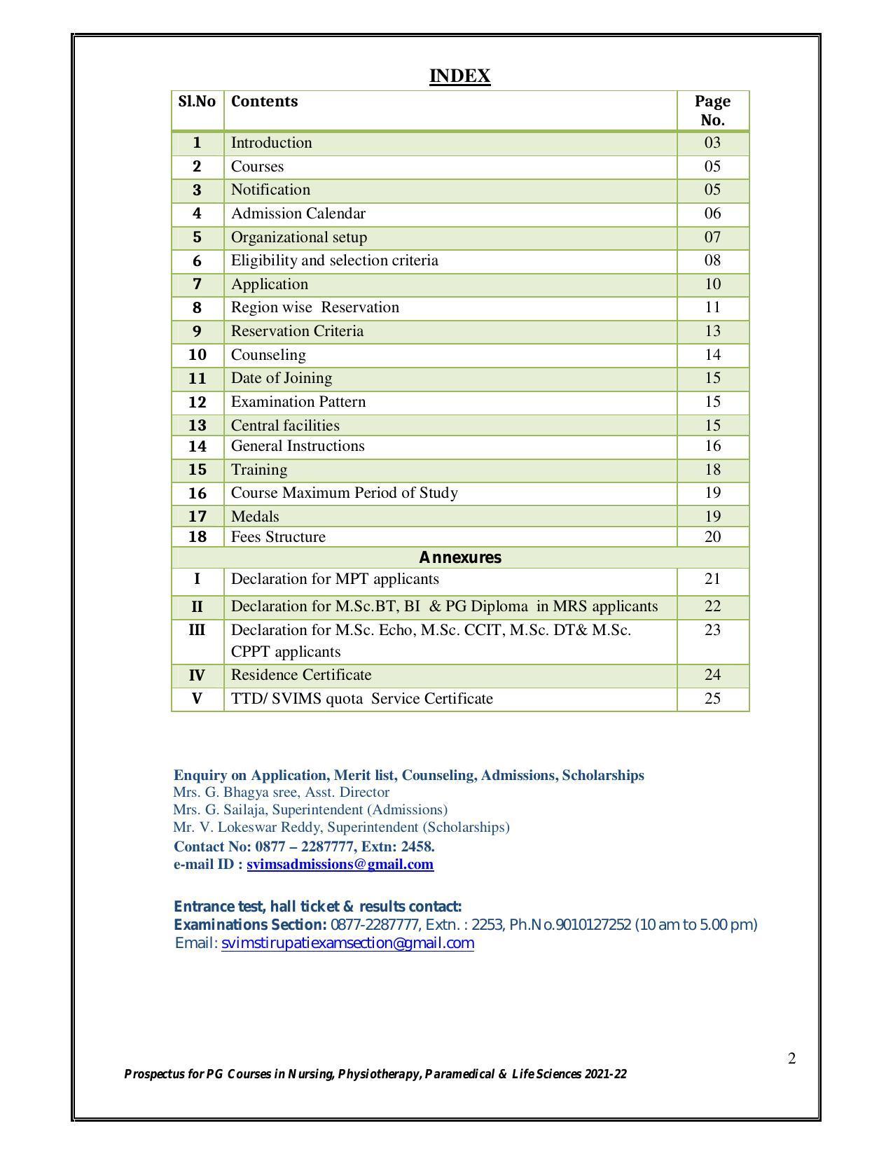 Sri Venkateswara University, Tirupati 2021-22 PG Degree Courses Prospectus - Page 2