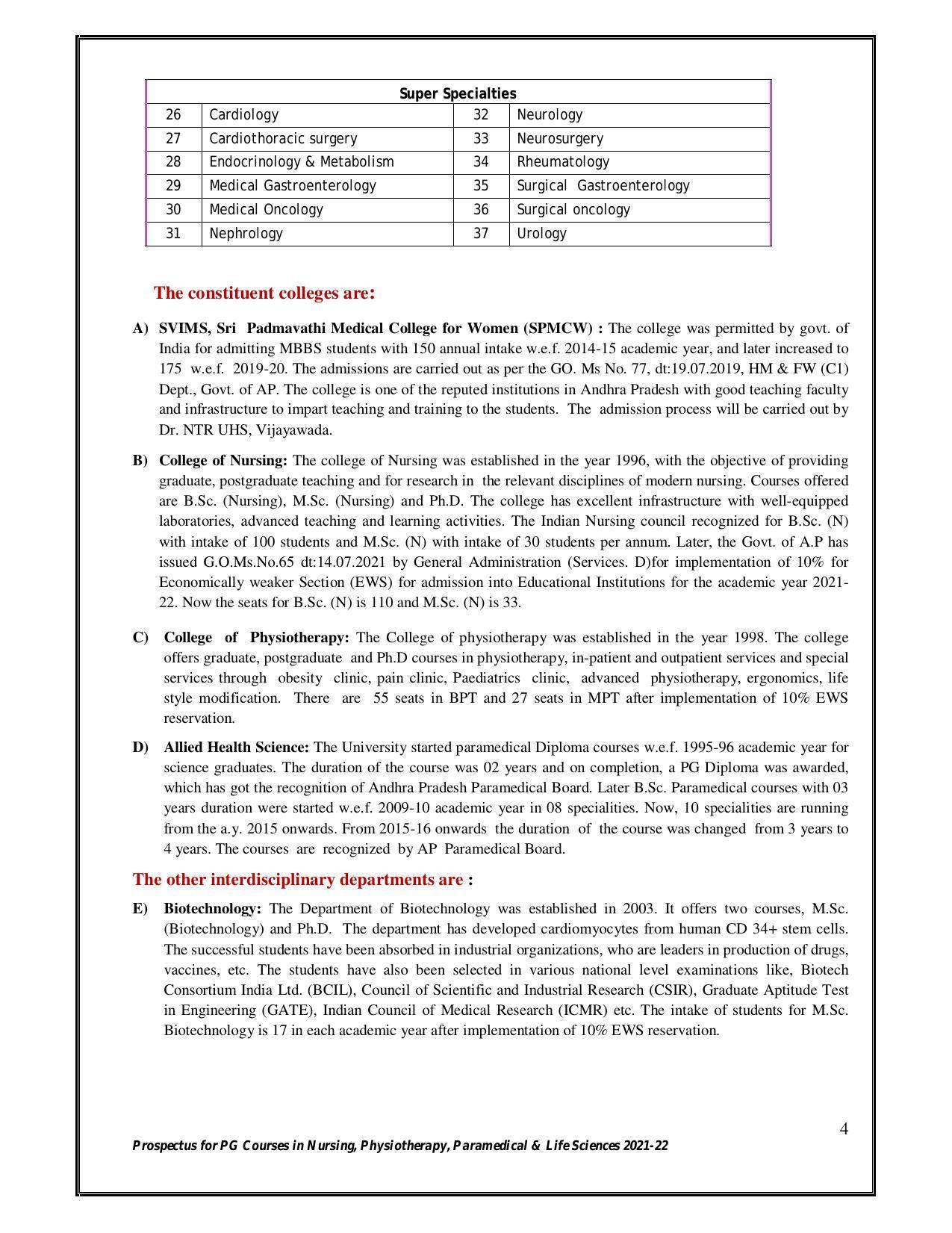 Sri Venkateswara University, Tirupati 2021-22 PG Degree Courses Prospectus - Page 4