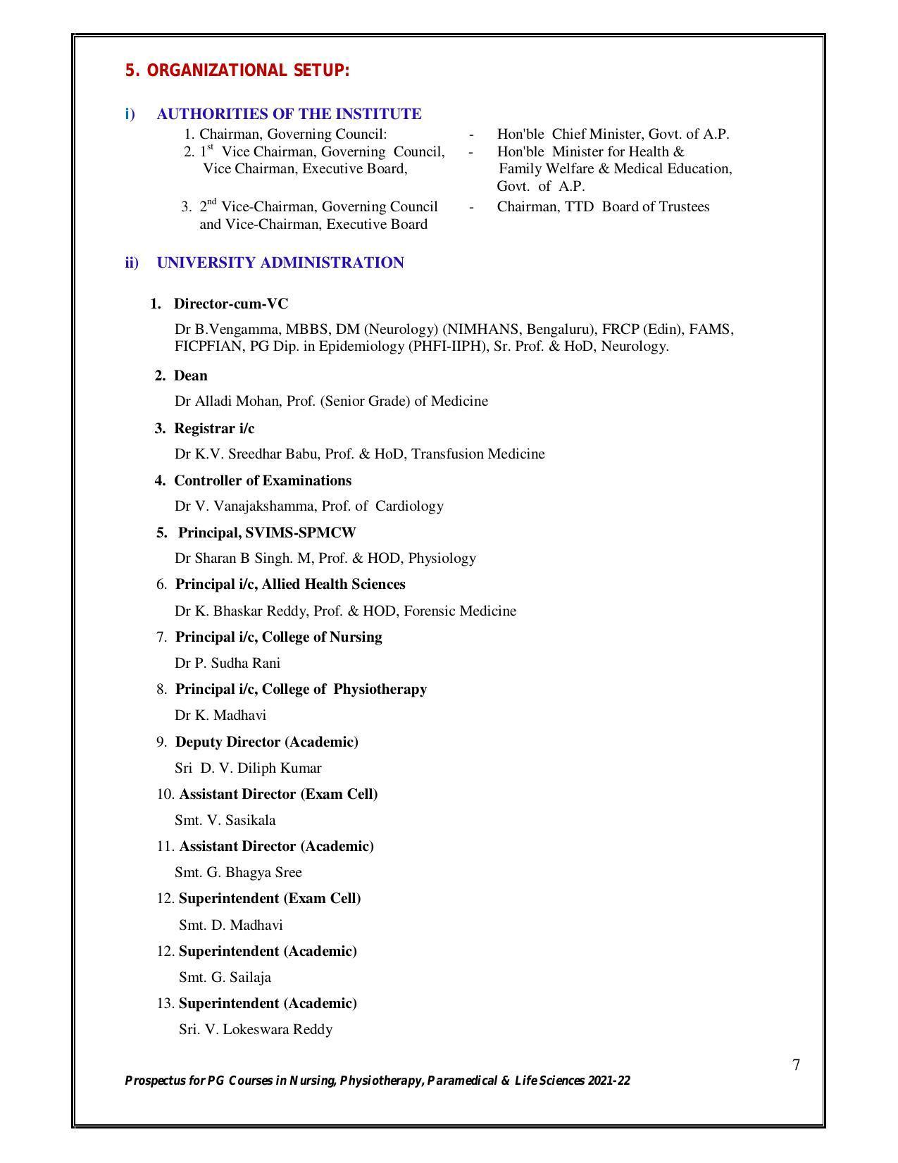 Sri Venkateswara University, Tirupati 2021-22 PG Degree Courses Prospectus - Page 7
