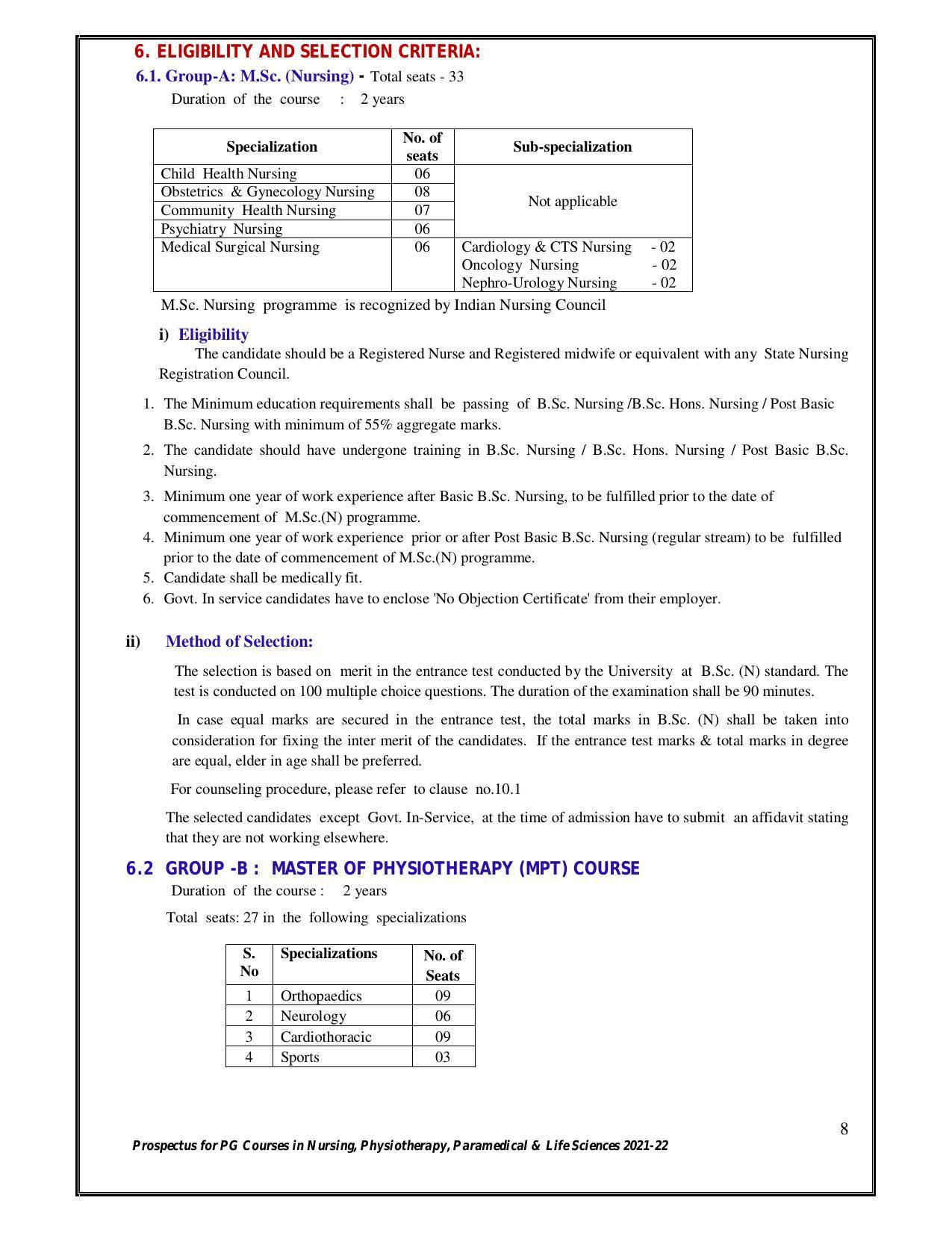 Sri Venkateswara University, Tirupati 2021-22 PG Degree Courses Prospectus - Page 8