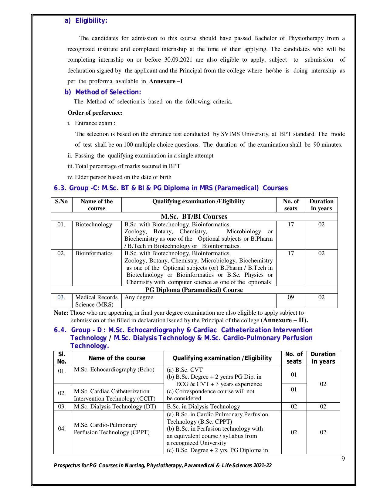 Sri Venkateswara University, Tirupati 2021-22 PG Degree Courses Prospectus - Page 9