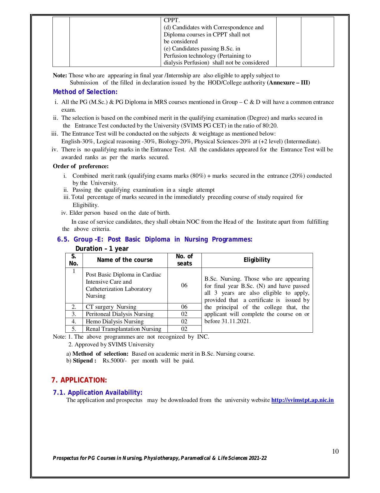 Sri Venkateswara University, Tirupati 2021-22 PG Degree Courses Prospectus - Page 10