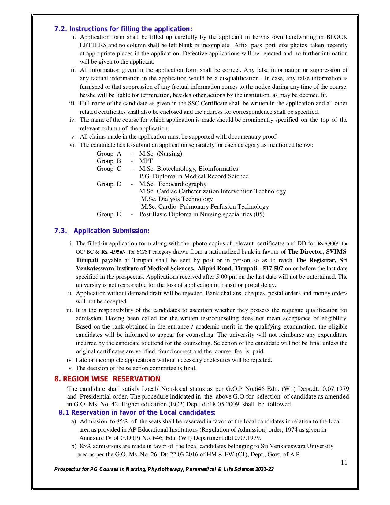 Sri Venkateswara University, Tirupati 2021-22 PG Degree Courses Prospectus - Page 11