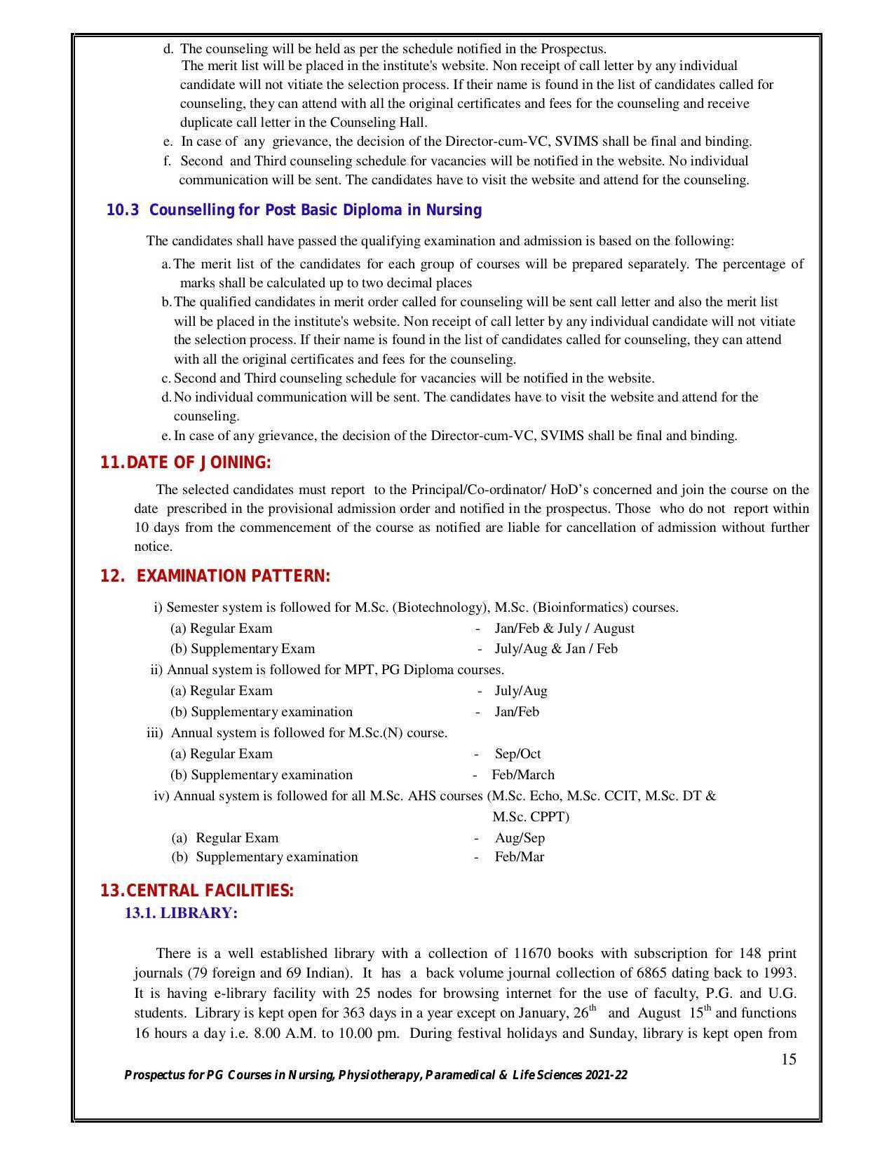 Sri Venkateswara University, Tirupati 2021-22 PG Degree Courses Prospectus - Page 15