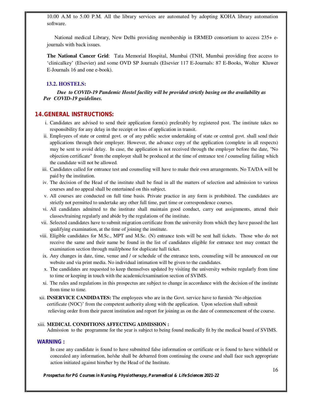 Sri Venkateswara University, Tirupati 2021-22 PG Degree Courses Prospectus - Page 16